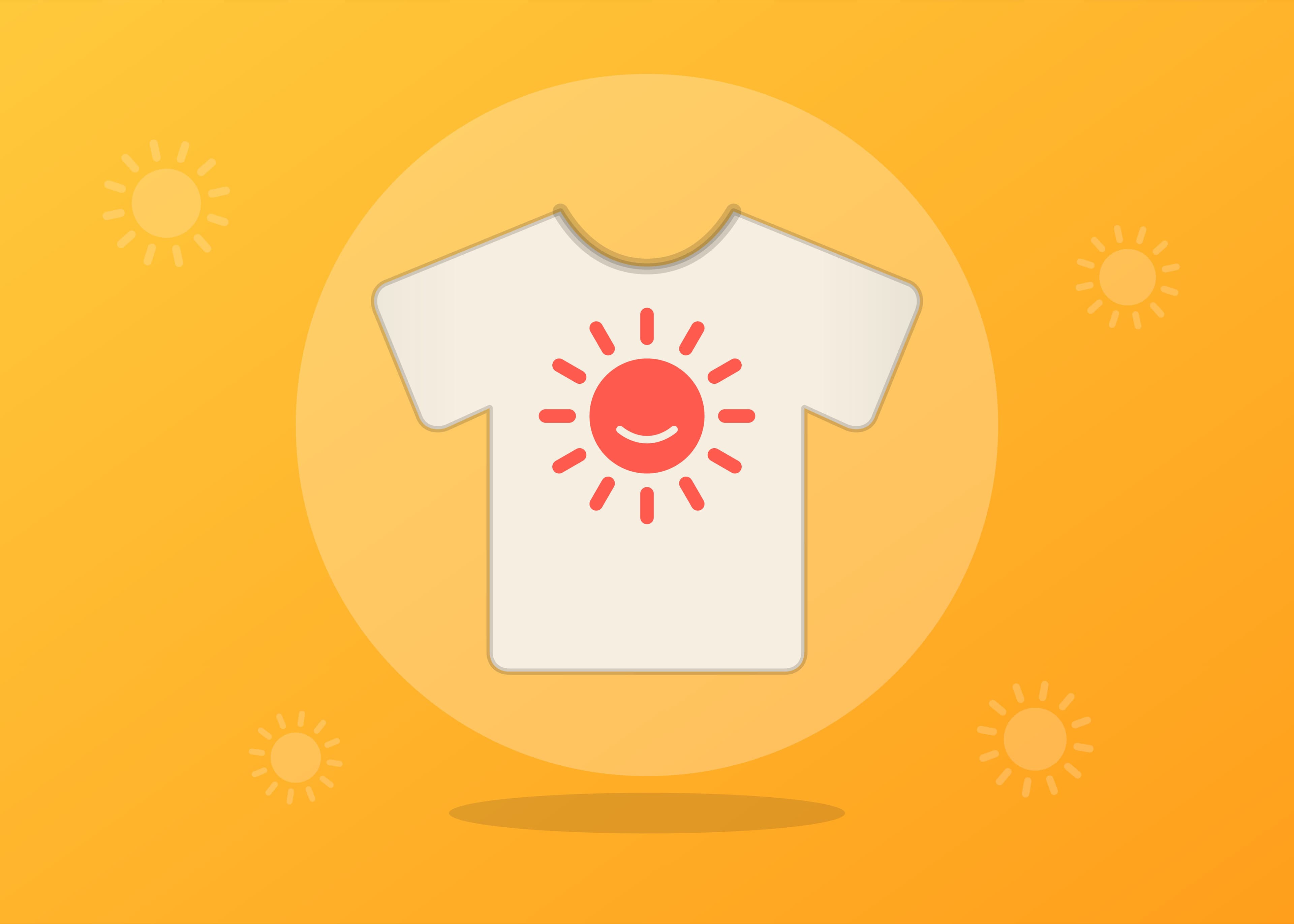 T-shirt écru à motif soleil sur fond jaune